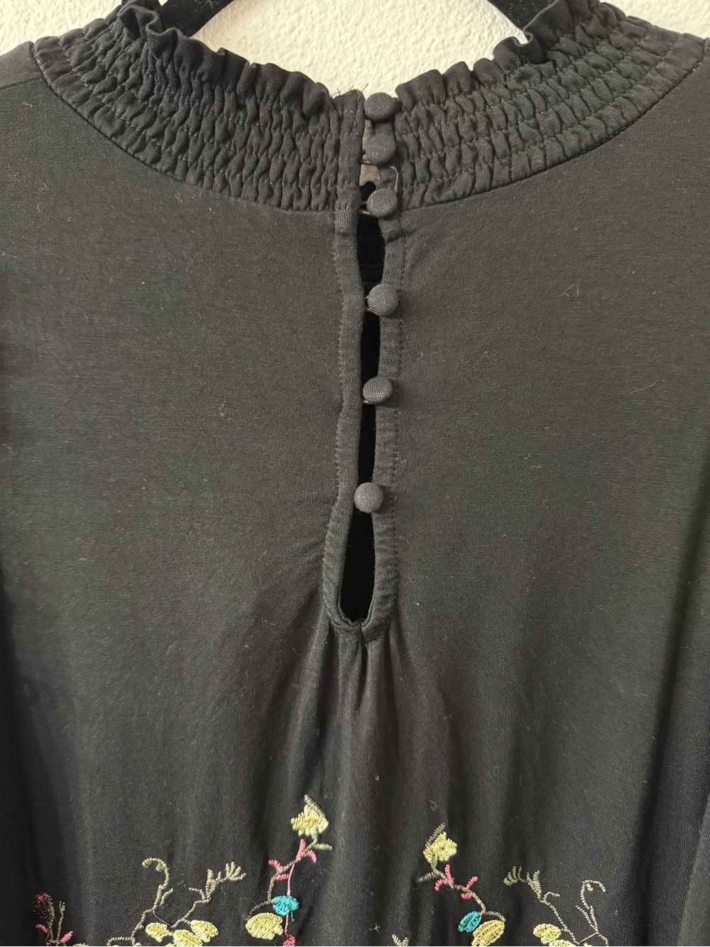 POL Embroidered Lace Hem Mock Neck Mini Dress Boho Large - Picture 9 of 12